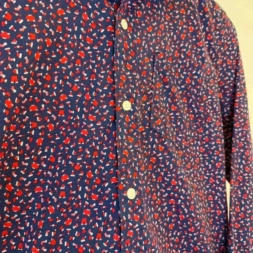 GAP Kids Boy’s XL Blue Holiday Christmas Long Sleeve Button-Up Shirt Casual